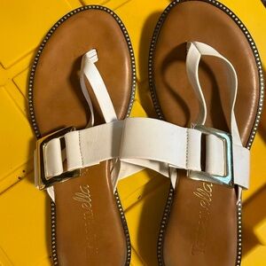 Torrid White Sandals with Gold Accents